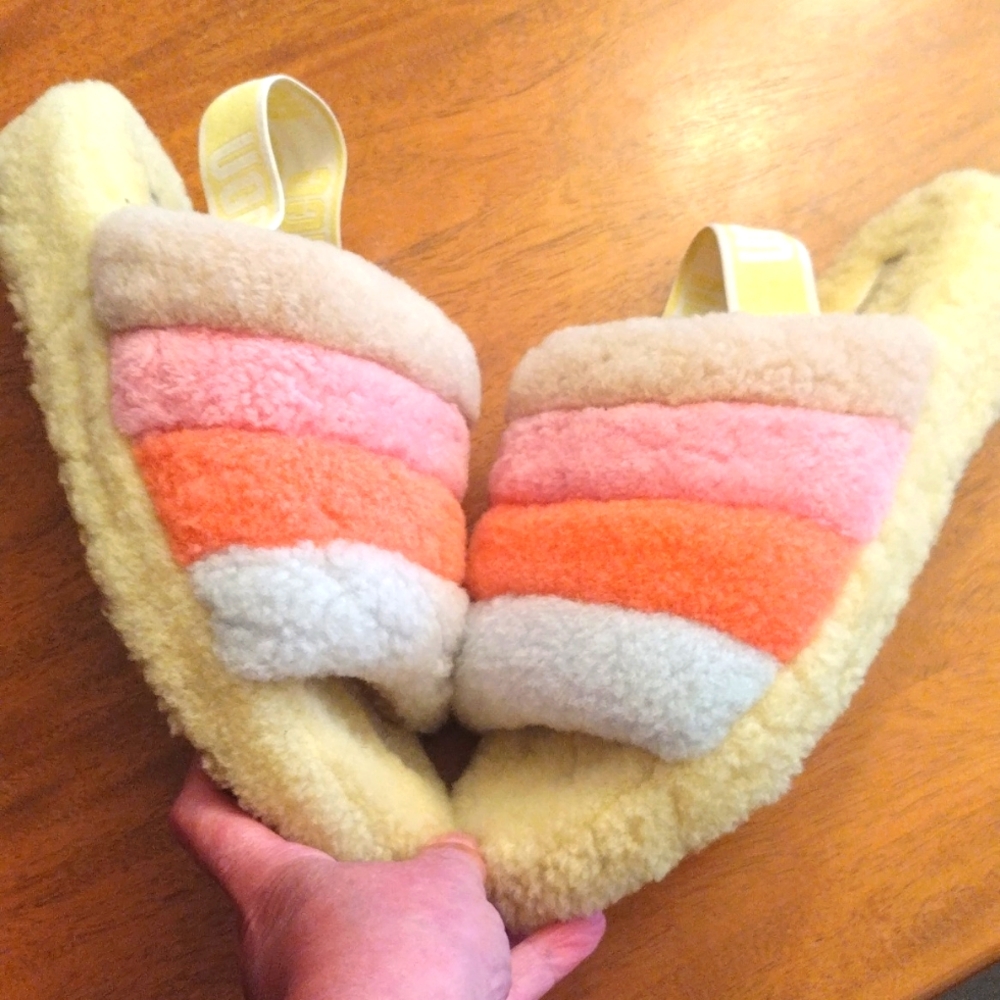 -UGG Fluff Yeah Slides Multicolor Fluffy Slippers